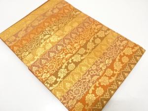 未使用品　横段に花更紗模様織り出し　名古屋帯